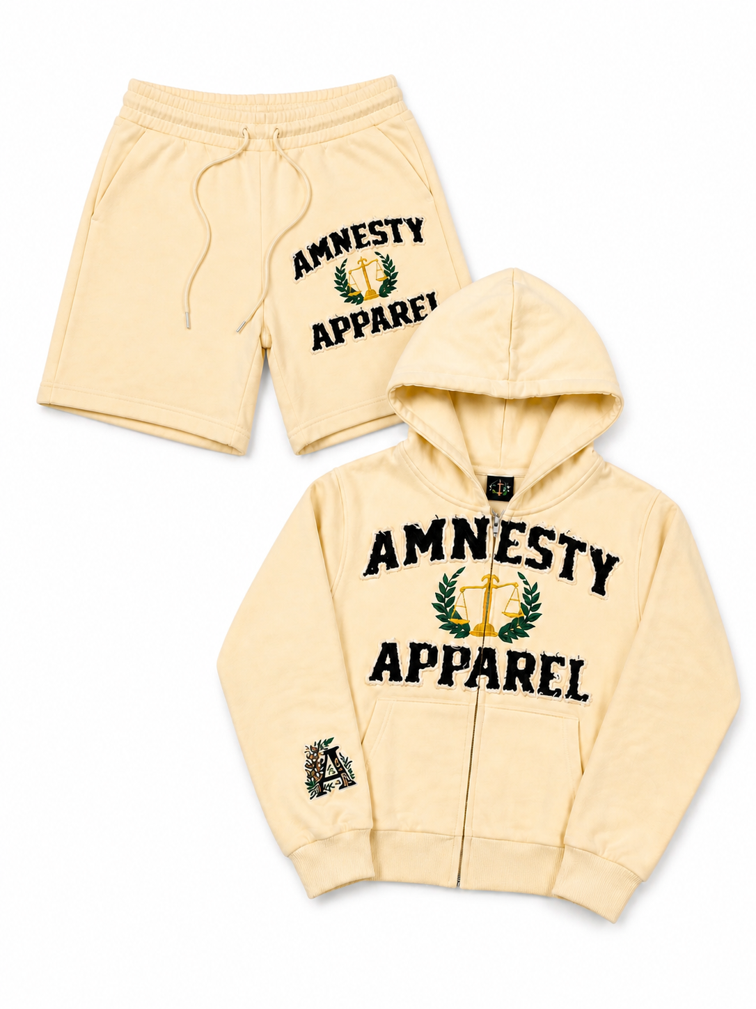 Cream/Black Chenille Short Set